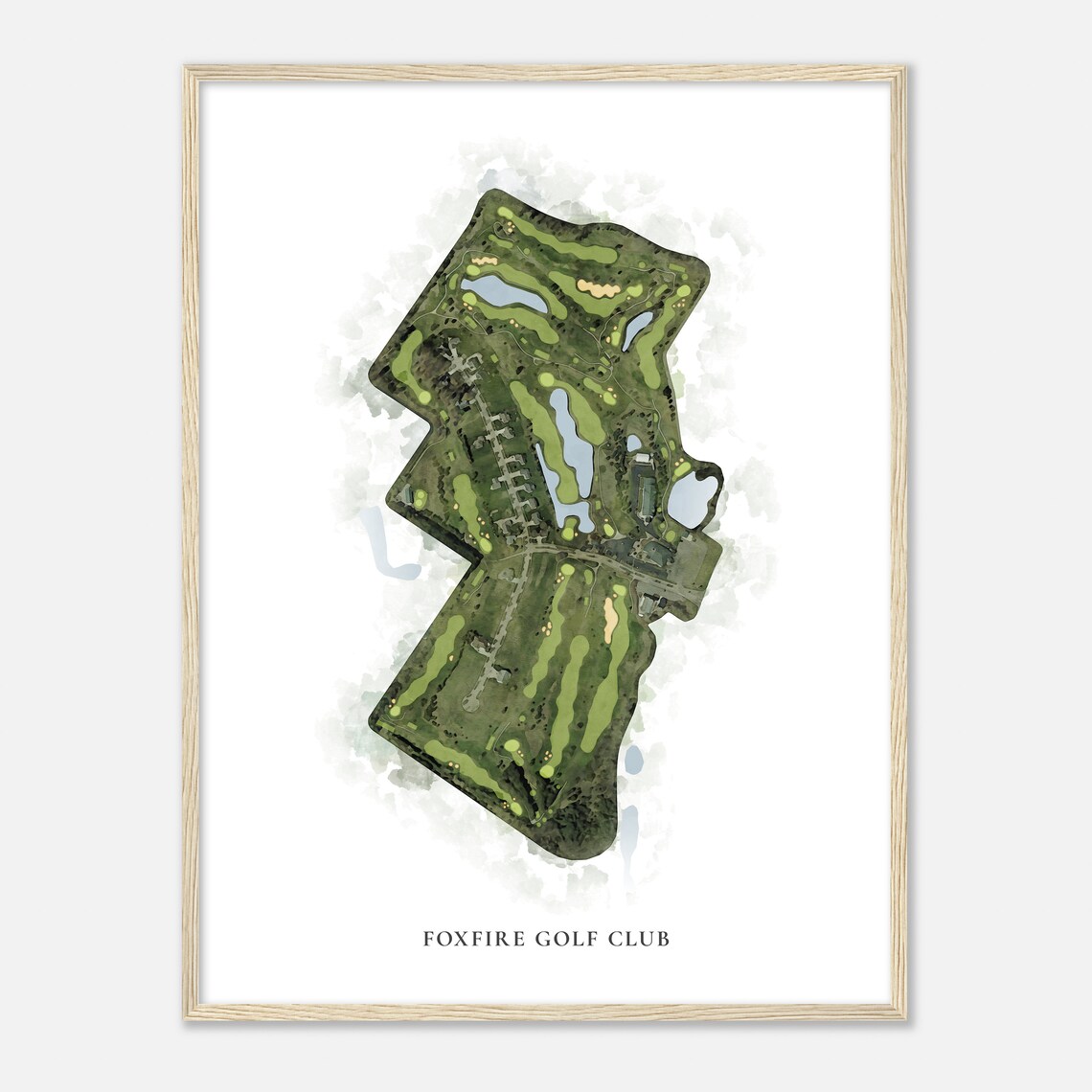 Foxfire Golf Club Wisconsin Classic Aerial Watercolor Map Poster