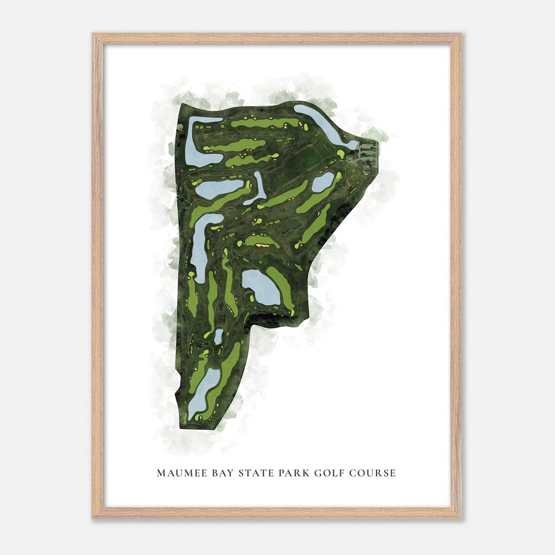 Maumee Bay State Park Golf Course Aerial Watercolor Map Art Poster Gift - Image 6