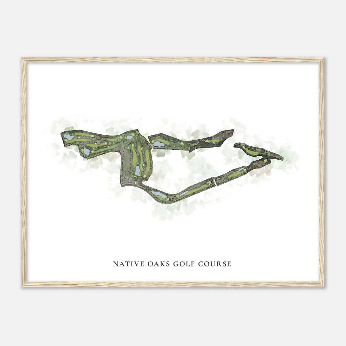 Native Oaks Golf Course California Classic Watercolor Map Golfer Gift Golf Wall Art Golf Poster Print Course Layout - Image 2