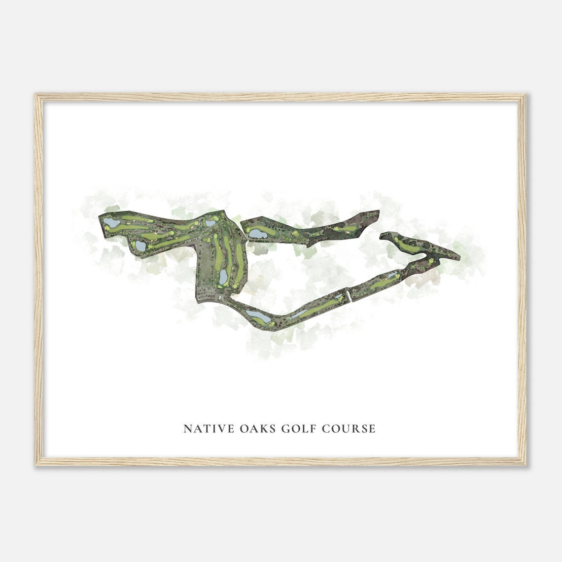 Native Oaks Golf Course Watercolor Vertical Course Map Art Print - Image 2