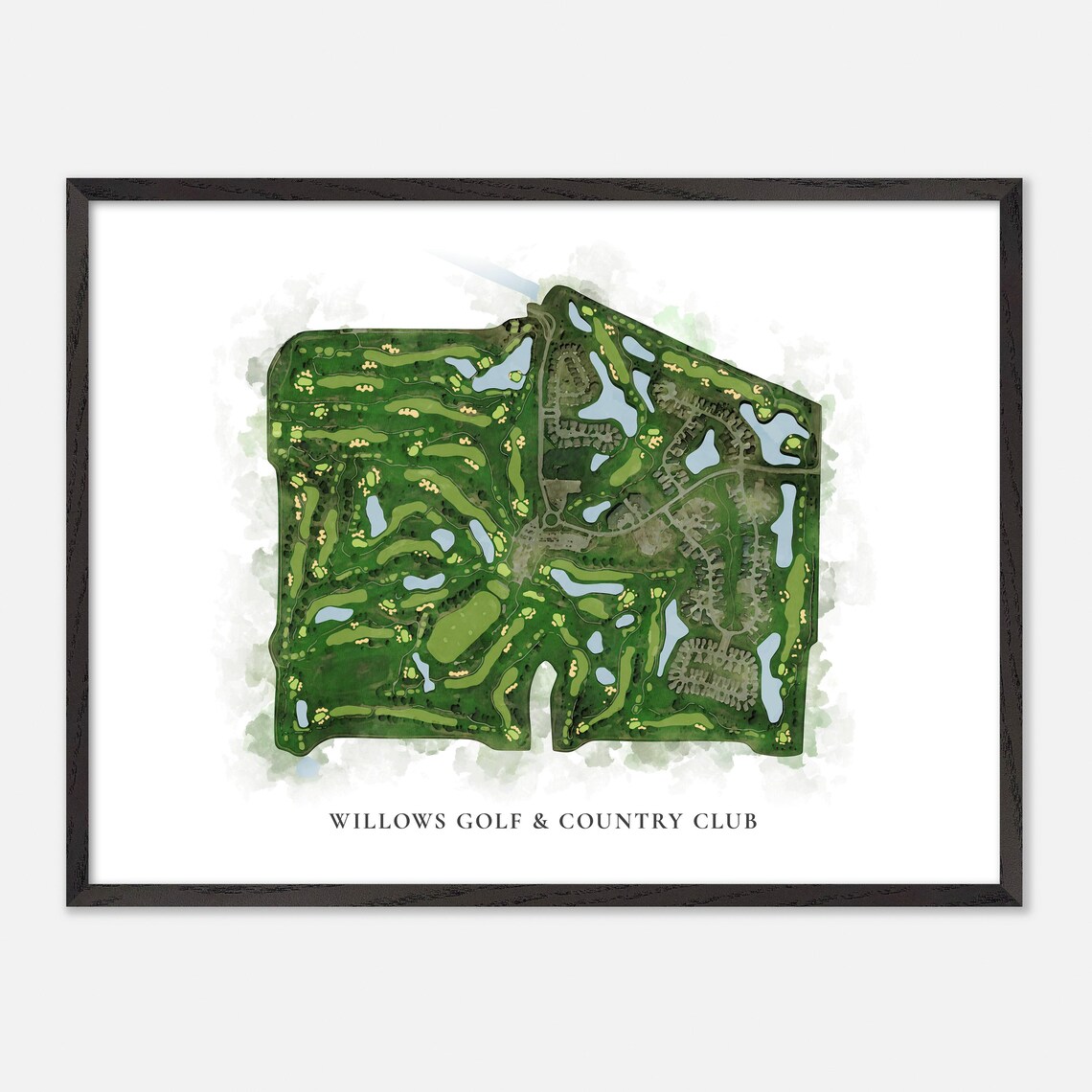 Willows Golf & Country Club Saskatoon Canada Classic Watercolor Course Map Poster - Image 4