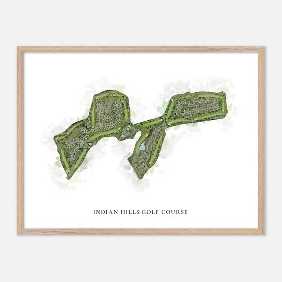 Indian Hills Golf Course In Riverside California Classic Watercolor Map Golfer Gift Golf Wall Art Golf Poster Print Course Layout