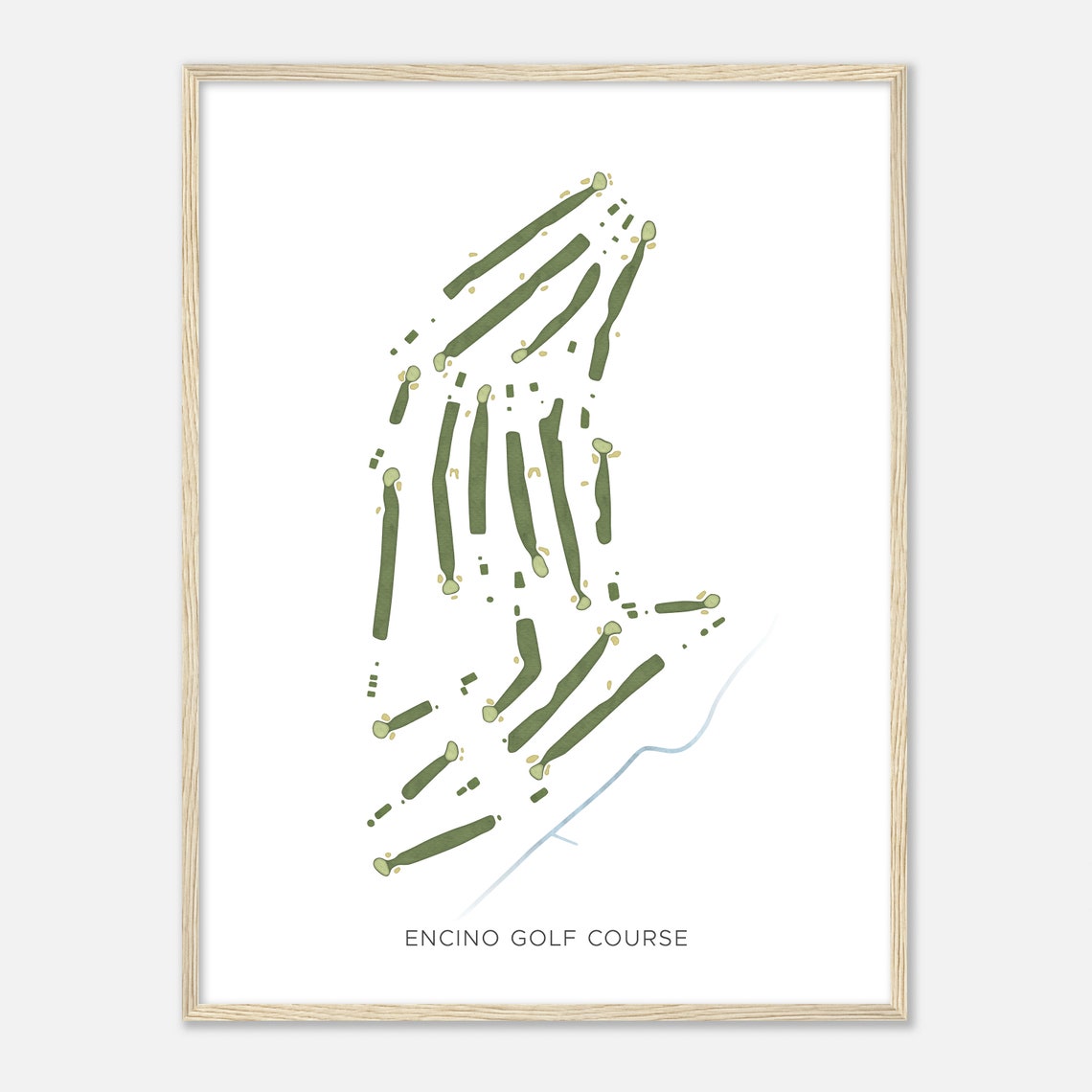 Encino Golf Course Modern Minimalist Watercolor Map Art Poster