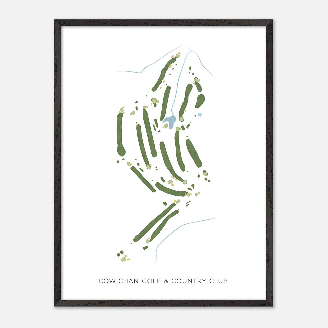 Cowichan Golf & Country Club Modern Minimalist Watercolor Golf Map Poster - Image 2