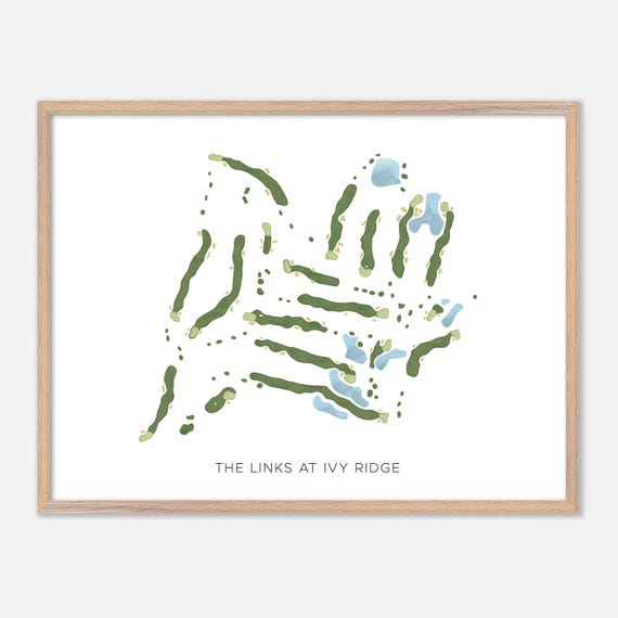 The Links At Ivy Ridge In Akron New York Modern Watercolor Map Golfer Gift Golf Wall Art Golf Poster Print Course Layout