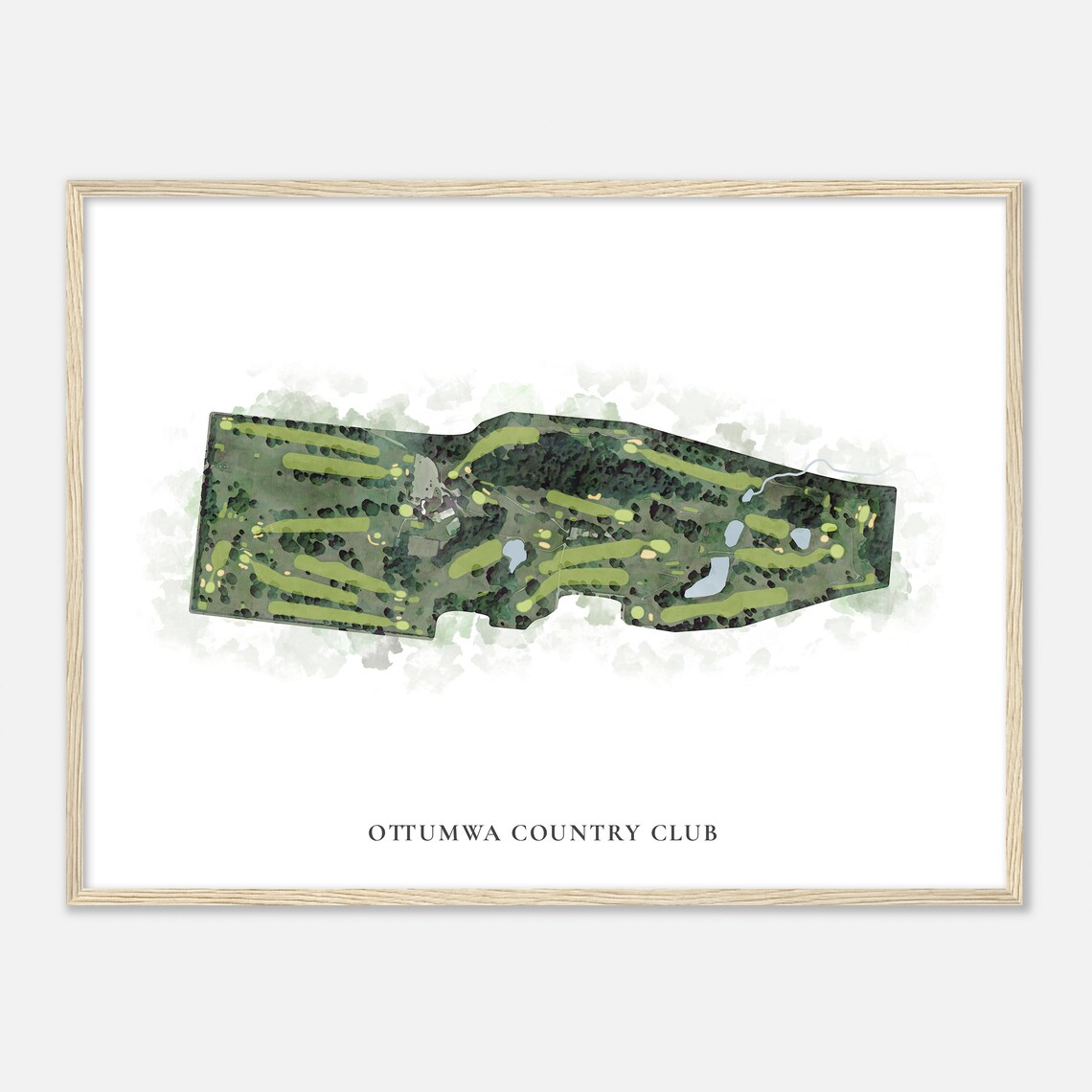 Ottumwa Country Club Iowa Golf Classic Watercolor Map Poster