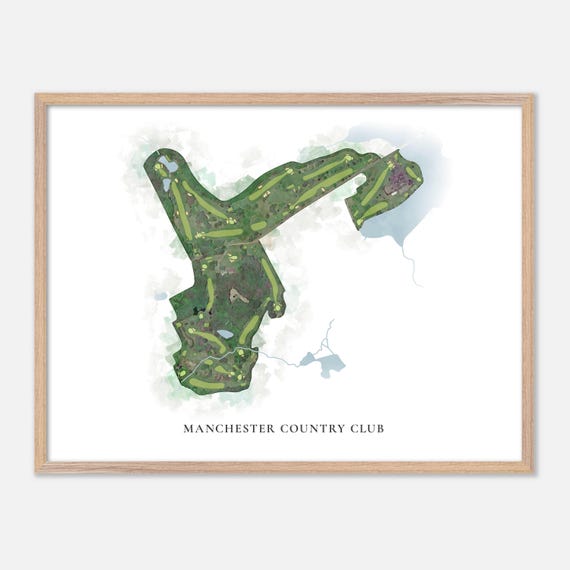 Manchester Country Club In Manchester Connecticut Classic Watercolor Map Golfer Gift Golf Wall Art Golf Poster Print Course Layout