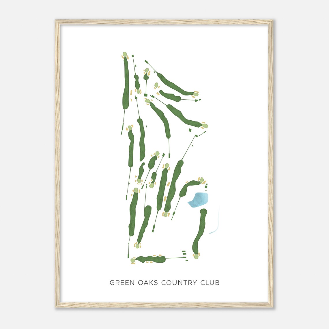 Green Oaks Country Club Modern Minimalist Golf Course Map Poster