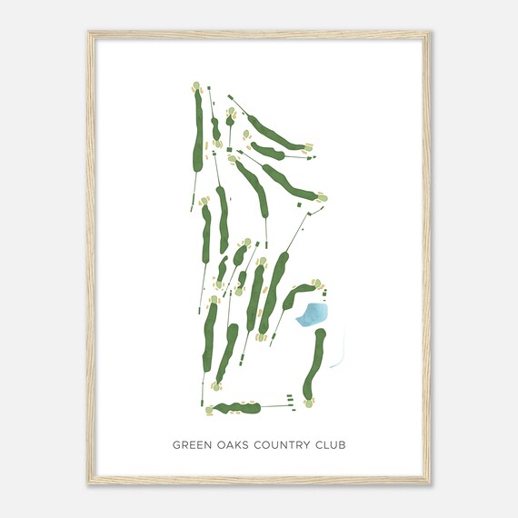 Green Oaks Country Club Modern Minimalist Golf Course Map Poster