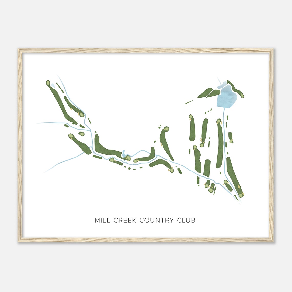 Mill Creek Country Club Modern Watercolor Course Map Golf Poster - Image 2