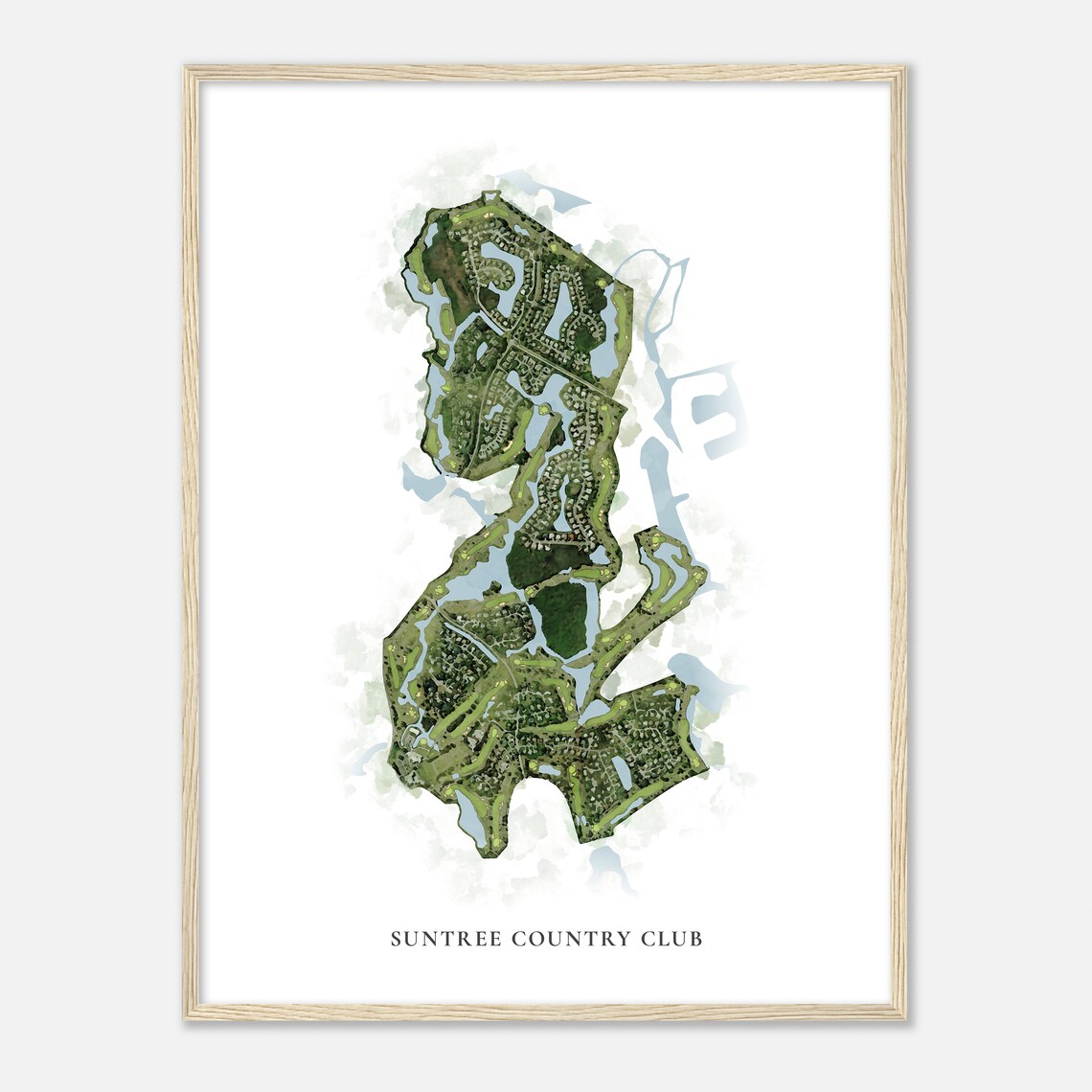 Suntree Country Club Golf Course Aerial Watercolor Map Poster - Image 2