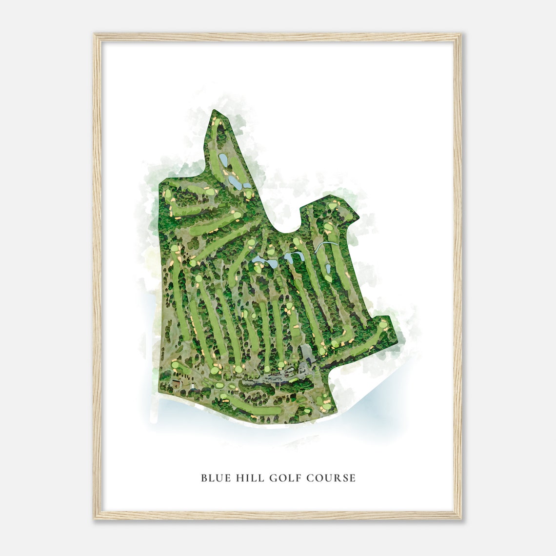 Blue Hill Golf Course Classic Watercolor Golf Course Map Art Poster - Image 2
