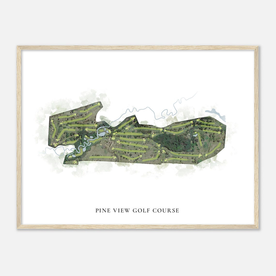 Pine View Golf Course Classic Watercolor Aerial Course Map Poster - Image 2