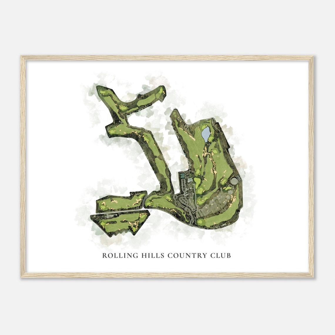 Rolling Hills Country Club Classic Watercolor Course Map Poster - Image 2