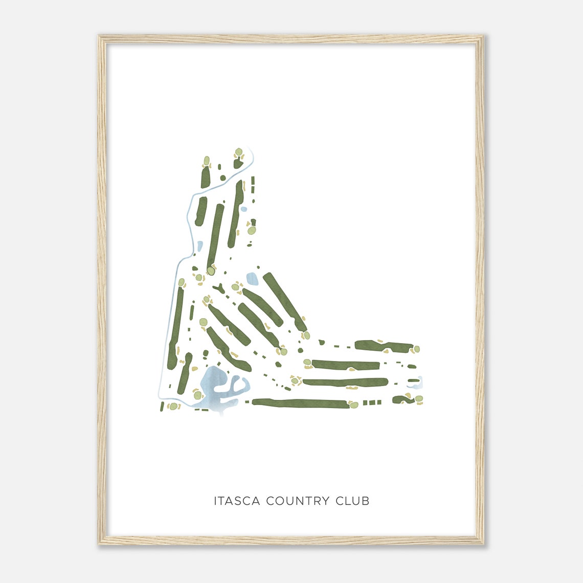 Itasca Country Club Elegant Watercolor Golf Course Map Poster