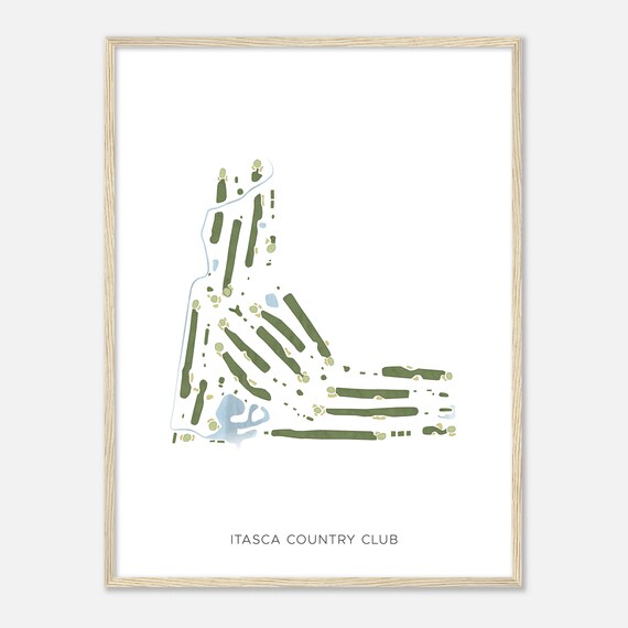 Itasca Country Club Illinois Modern Watercolor Map Golfer Gift Golf Wall Art Golf Poster Print Course Layout