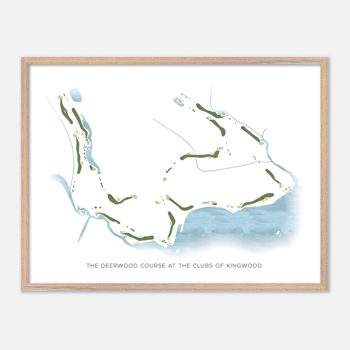 The Deerwood Course at the Clubs of Kingwood Modern Watercolor Map Poster