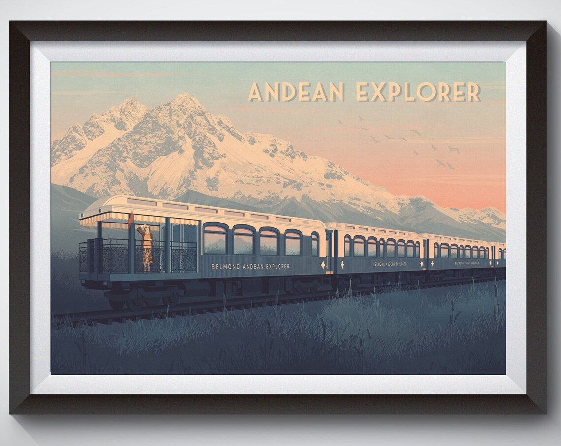Belmond Andean Explorer Luxury Train Sunset Poster Peru Andes Mountain Journey