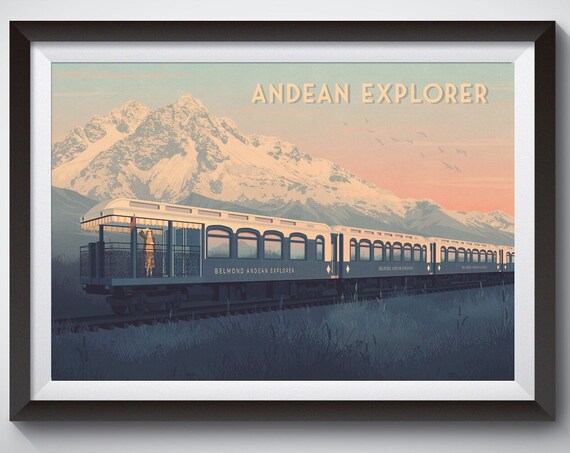 Belmond Andean Explorer Luxury Train Sunset Poster Peru Andes Mountain Journey