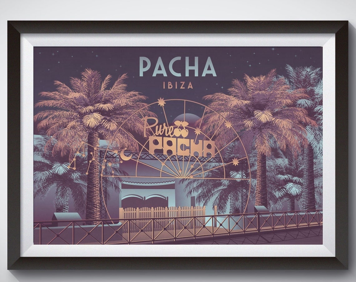 Pacha Ibiza Spain Vintage Travel Poster