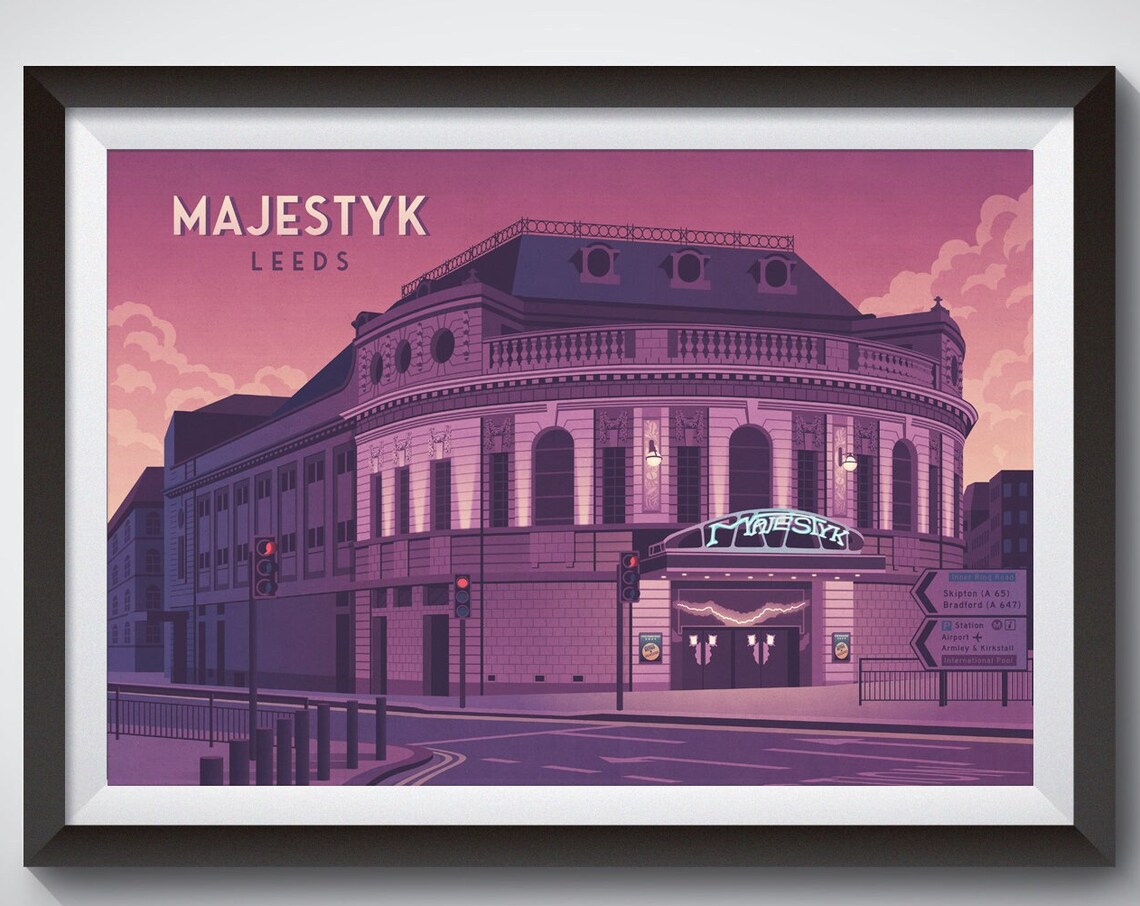 Majestyk Leeds Nightclub Majestic Cinema Music Venue Travel Poster