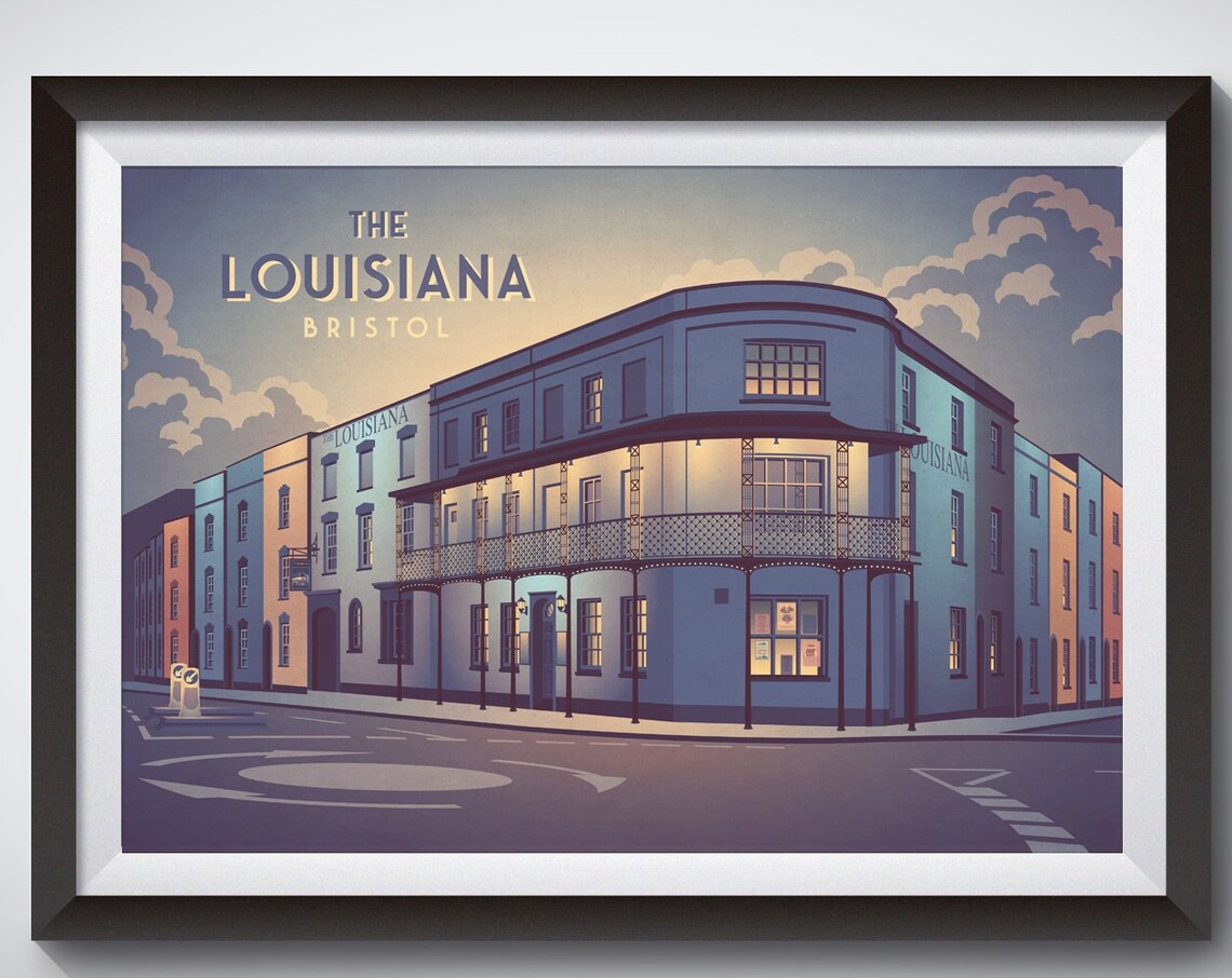 The Louisiana Bristol Live Music Venue Pub Architecture Travel Poster