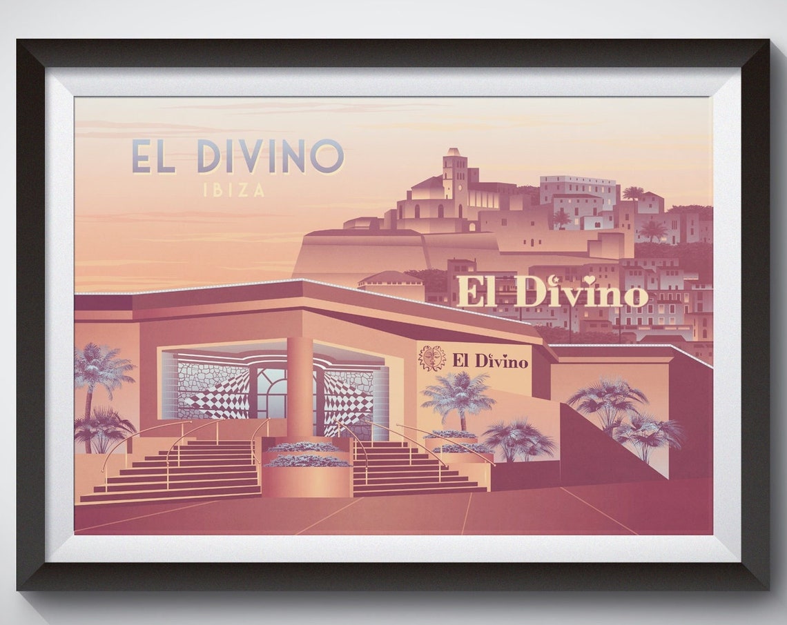 El Divino Ibiza Poster Ibiza Travel Poster Nightclub Print Superclub Spain Clubbing Raving Pacha Space Defected Release Yourself