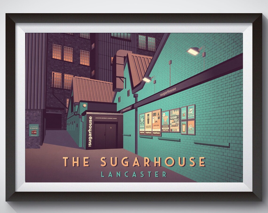 Sugarhouse Nightclub, Lancaster Vintage Travel Poster