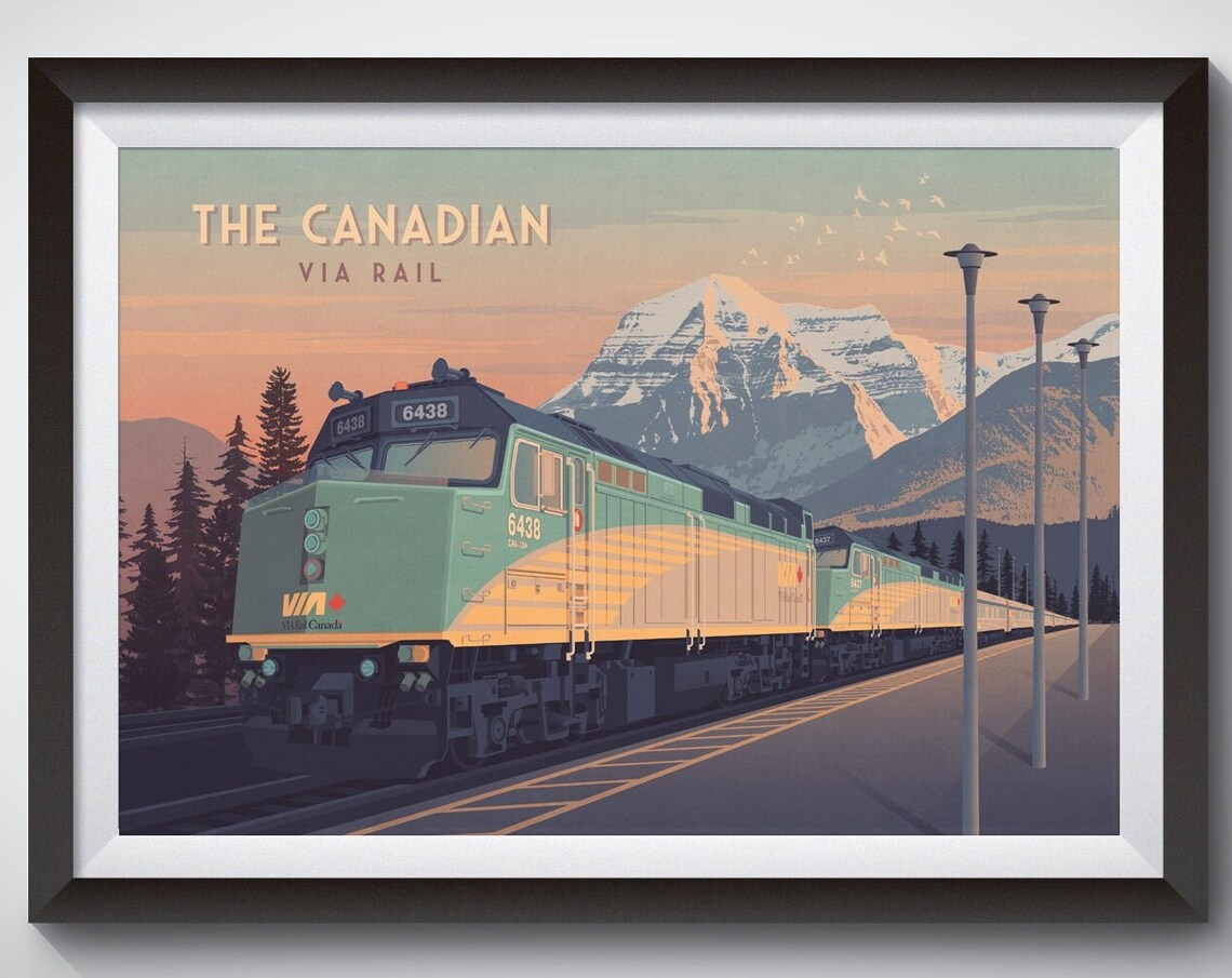 Canadian Train Via Rail Vintage Travel Poster Print