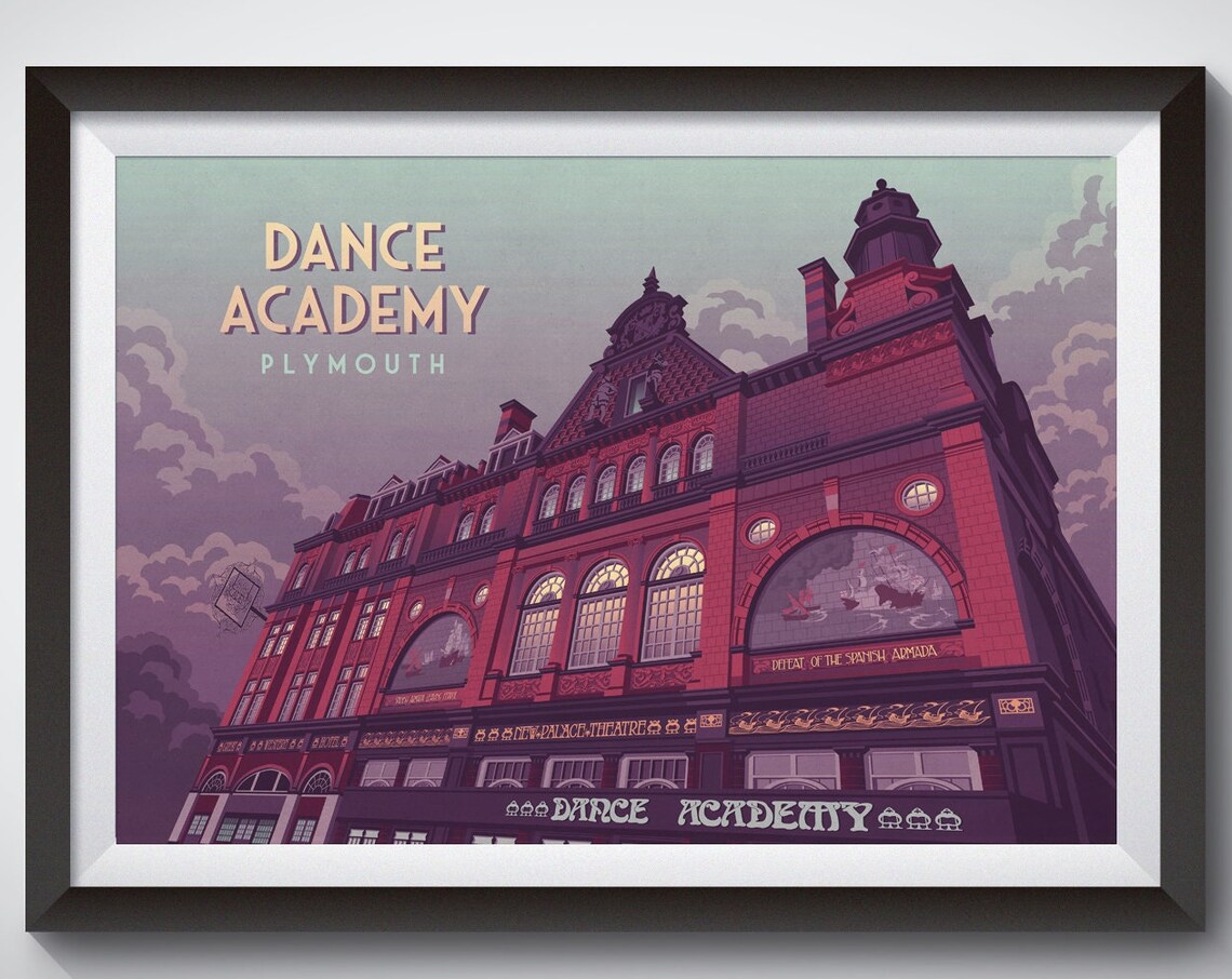 Dance Academy Plymouth Travel Poster, 90s Rave