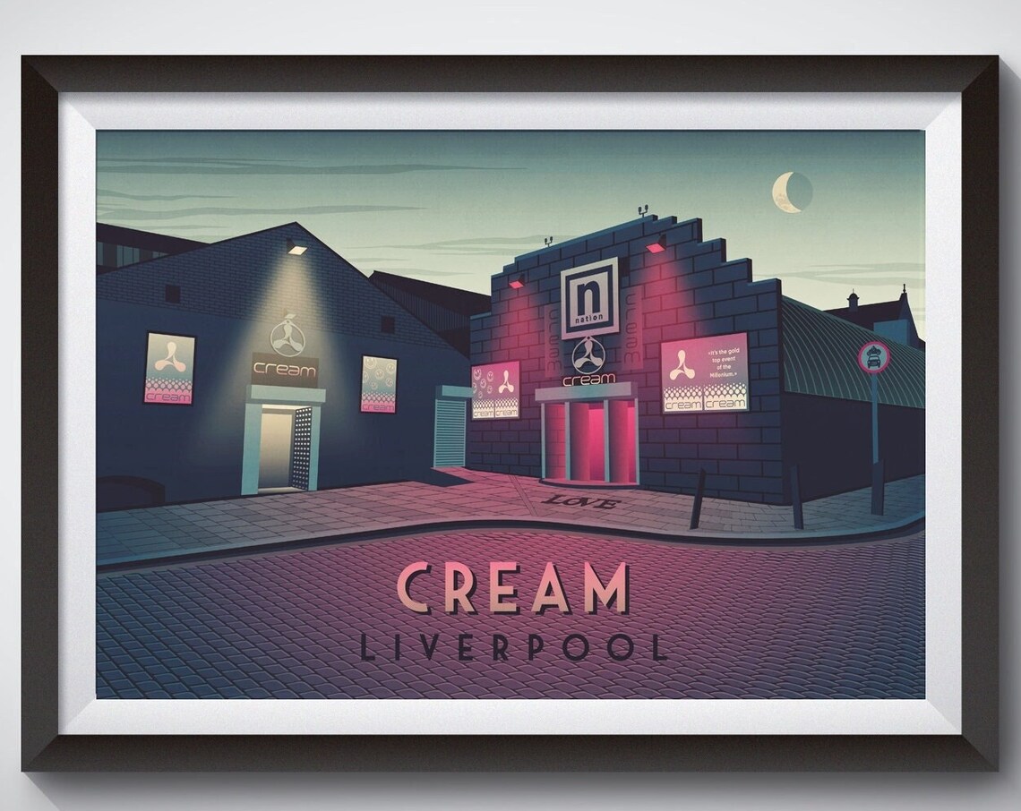 Cream Liverpool Nightclub Vintage Travel Poster