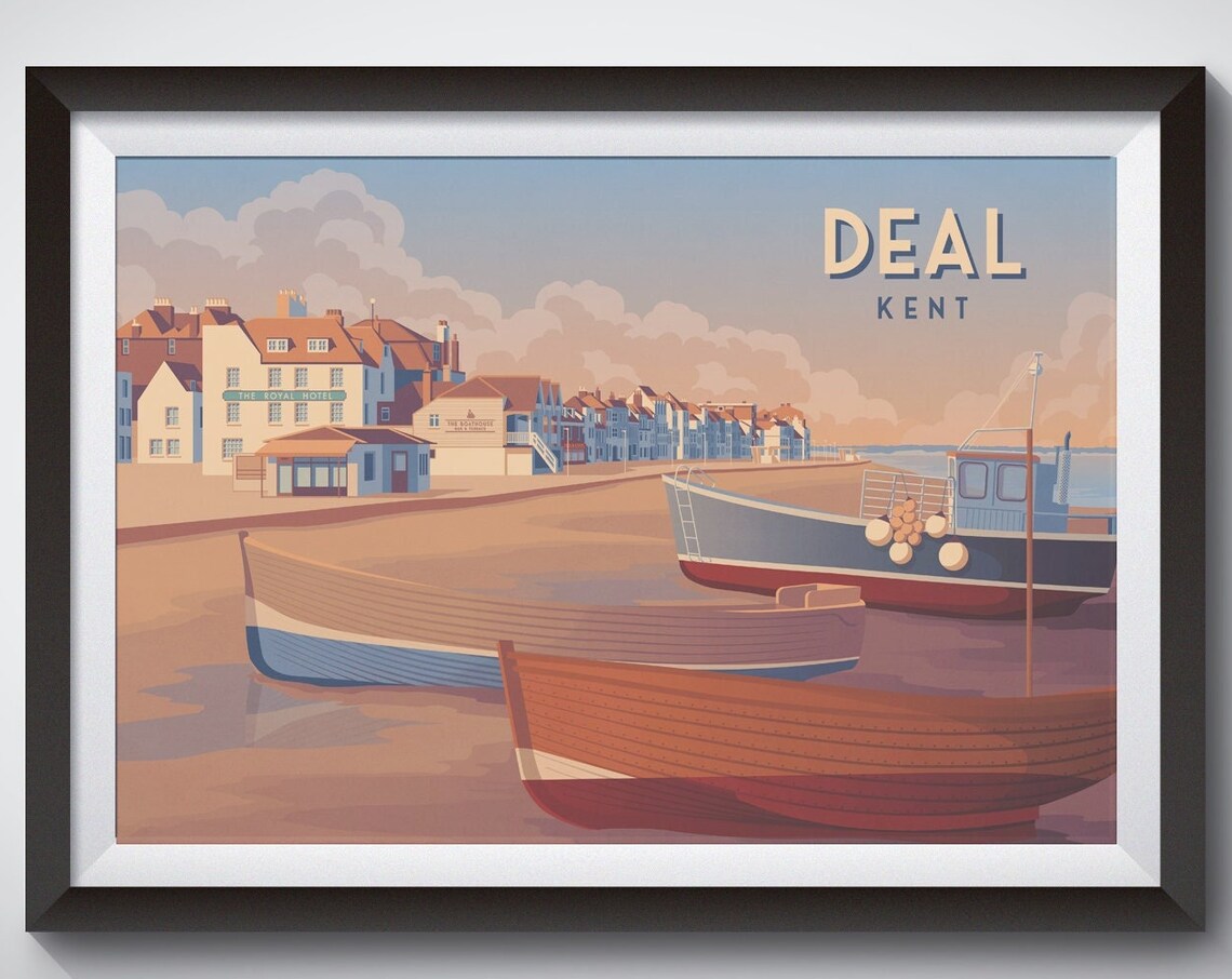 Deal Kent Coast Vintage Travel Poster, Travel Poster