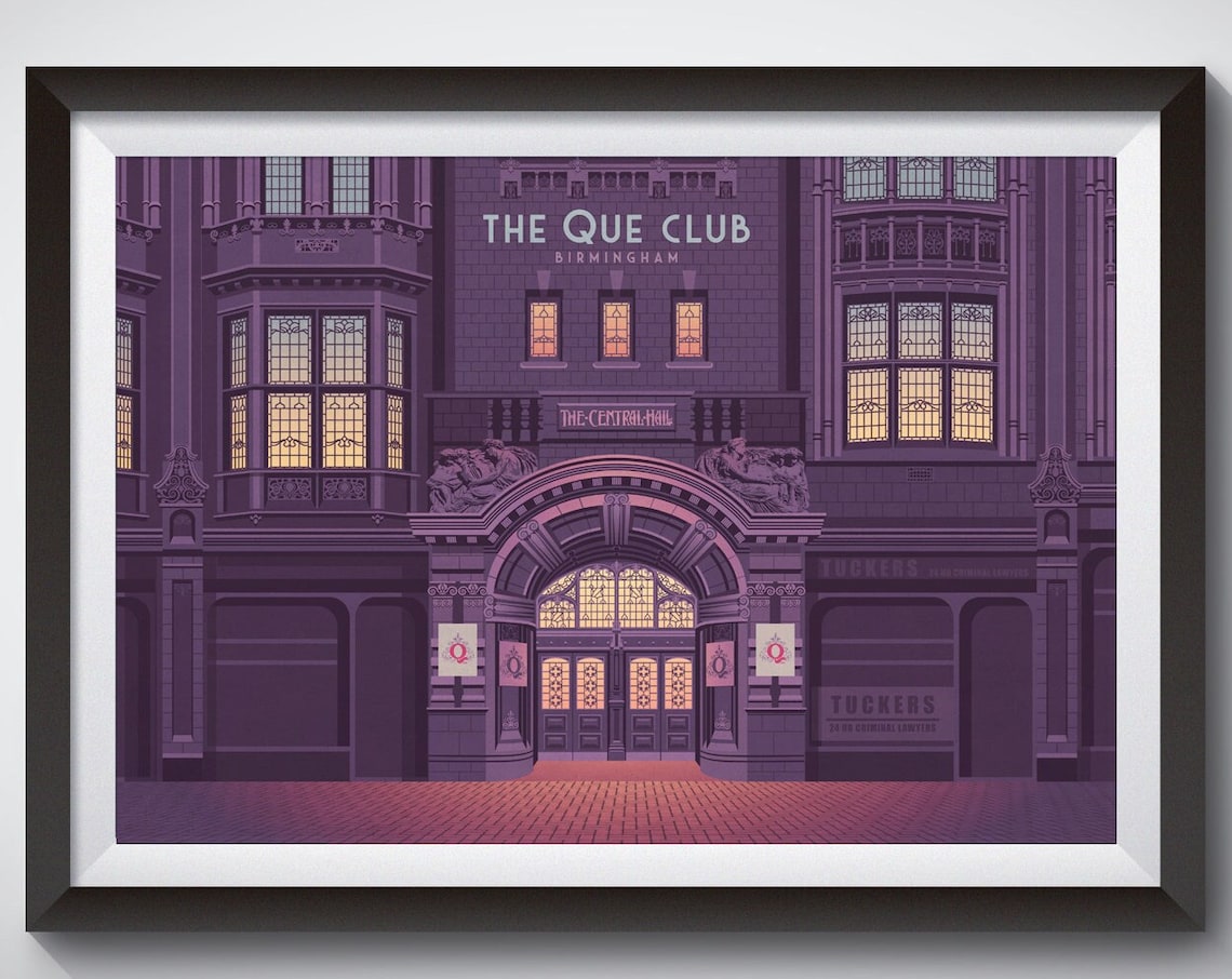 Que Club Birmingham Architecture Poster Print