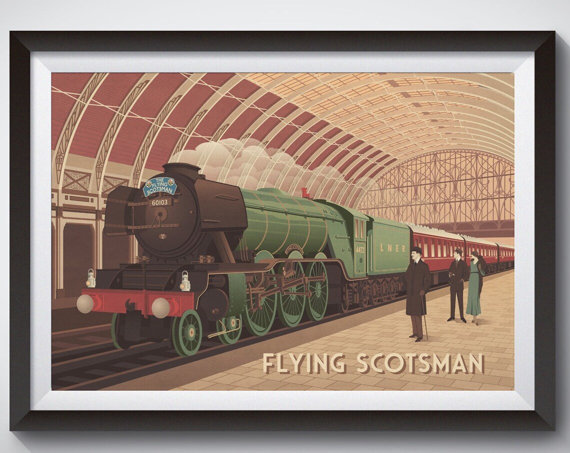 Flying Scotsman Vintage Railway Travel Poster Print