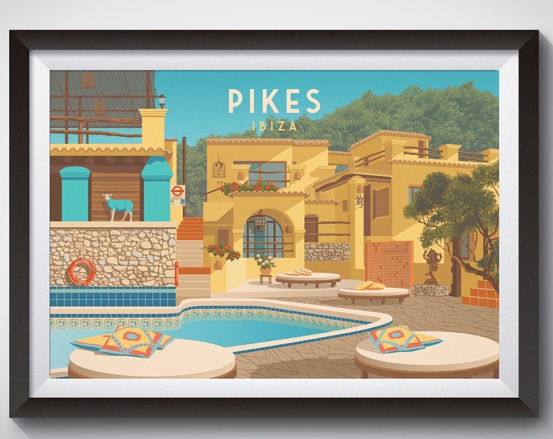 Pikes Ibiza Nightclub Travel Poster, San Antonio