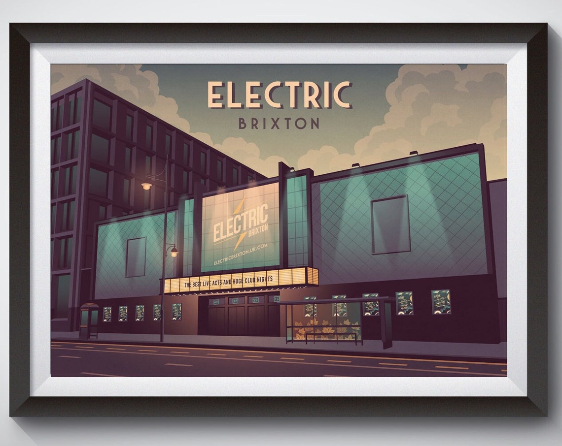 Electric Brixton Nightclub Poster South London The Fridge Nightclub London Architecture Music Venue Vintage Travel Print Retro Artwork