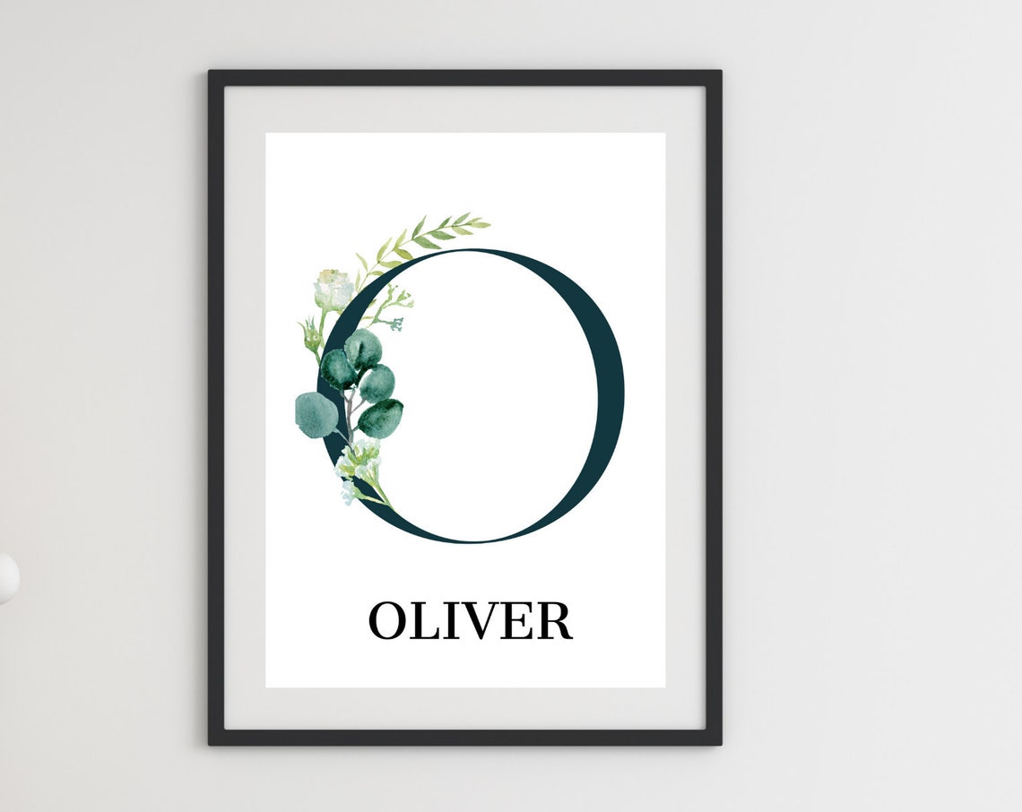 Personalized Botanical Initial Name Benjamin Floral Monogram Poster - Image 3