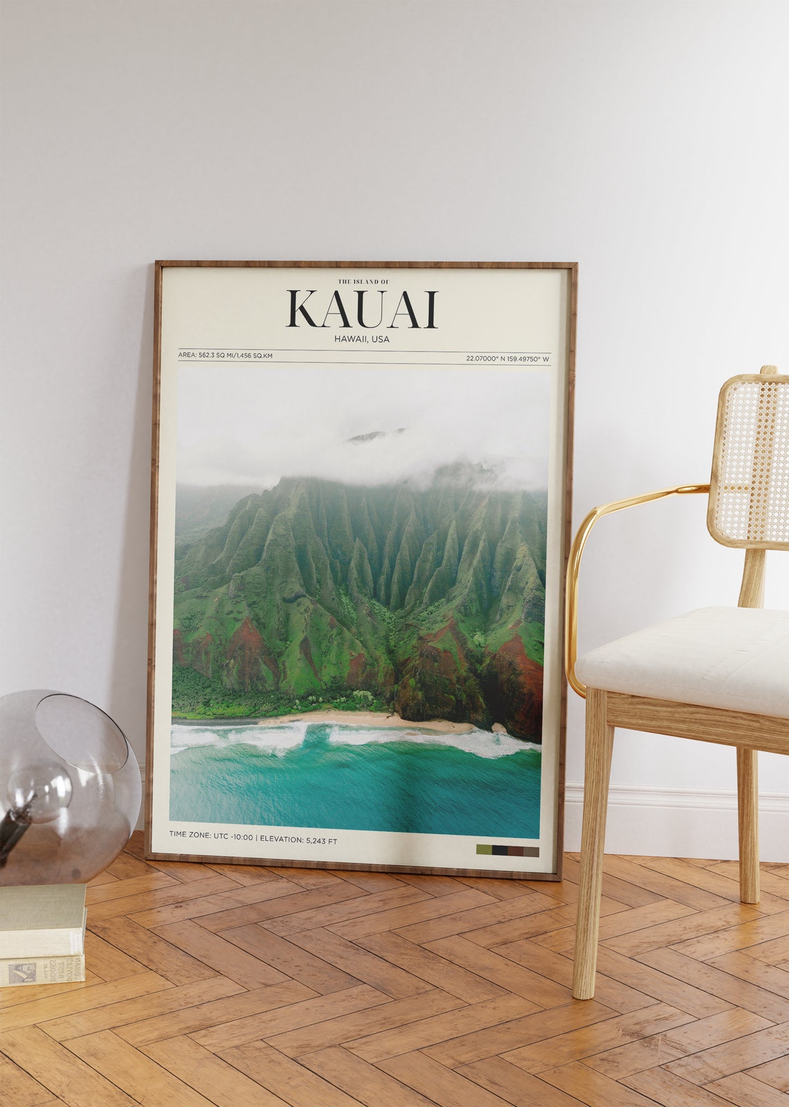 Travel Poster Hawaii Poster Kauai Hill Poster Hawaii Vintage Poster Hawaiian Wall Art For Living Room Modern Island Office Wall Art - Image 2