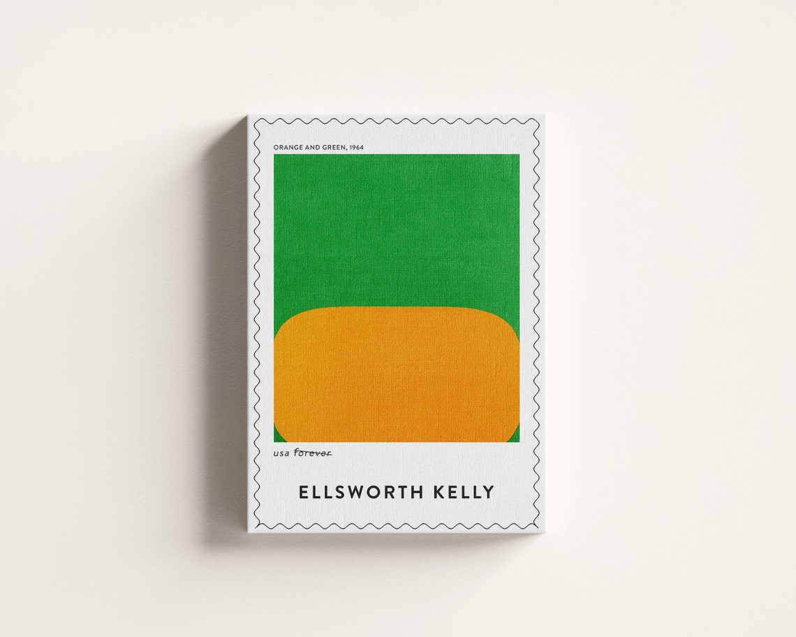 Ellsworth Kelly Orange and Green 1964 Geometric Stamp Art Print - Image 2