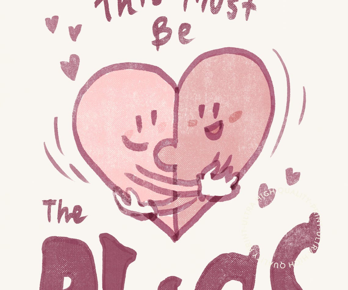 This Must Be The Place Hugging Heart Mauve Cute Romantic Love Poster - Image 5
