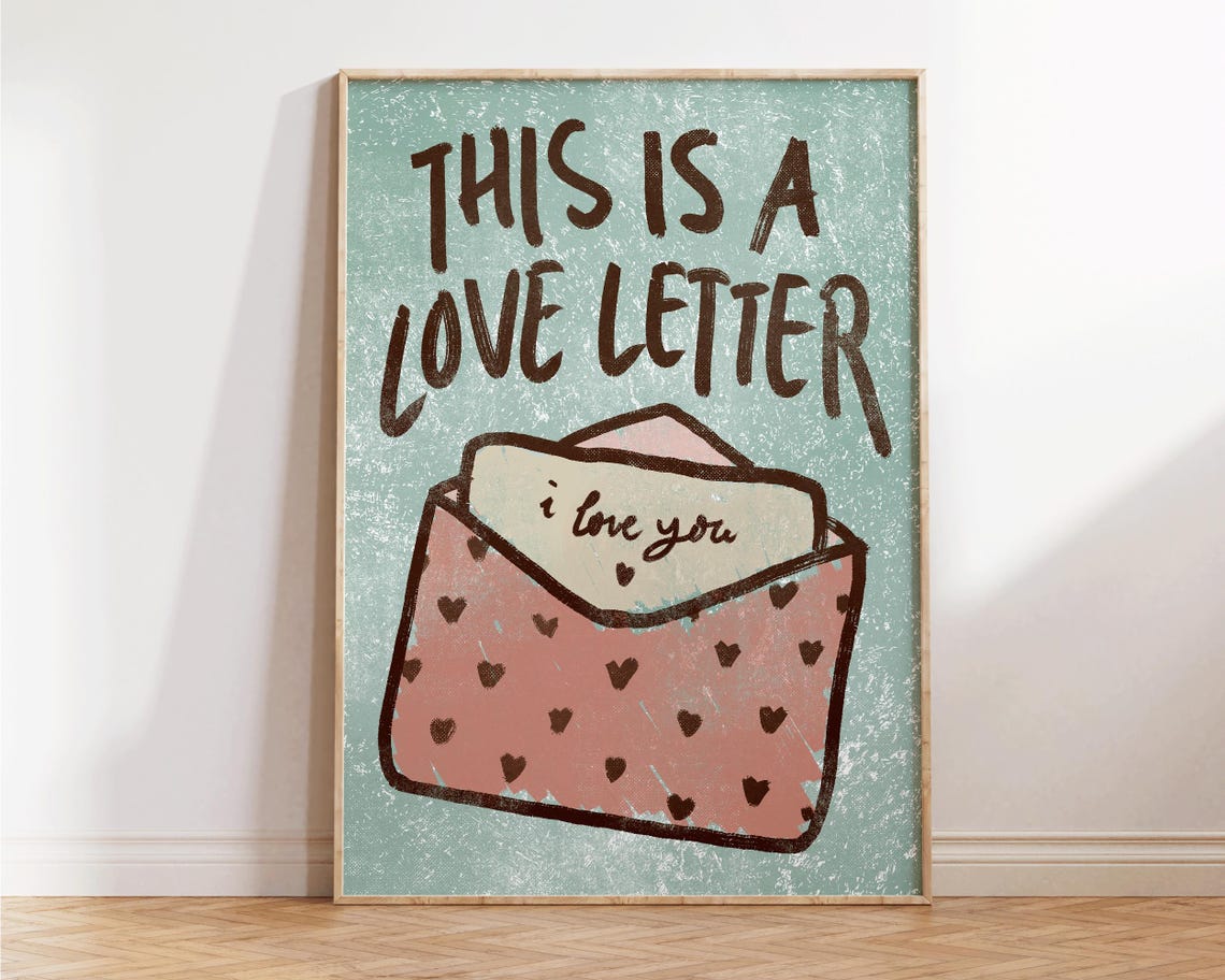 This Is A Love Letter Mint Heart Envelope Illustrated Valentine Poster - Image 3