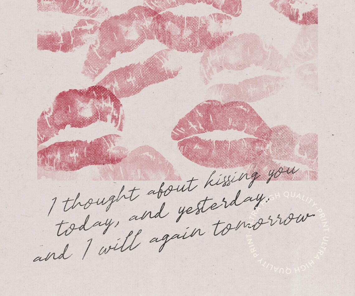 I Thought About Kissing You Soft Pink Kisses Romantic Love Note Print - Image 5