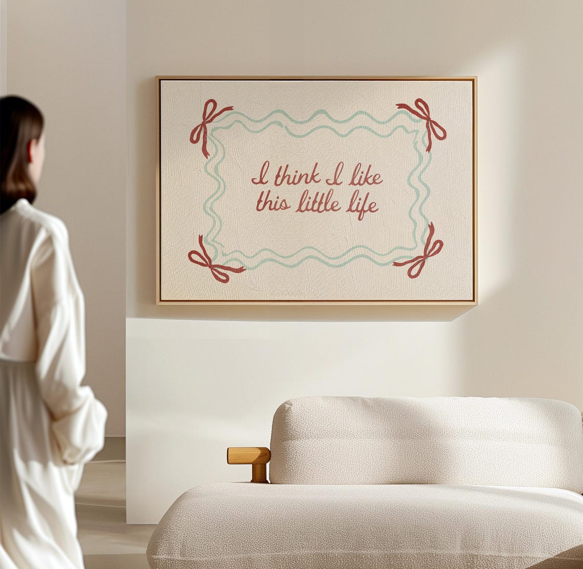 I Think I Like This Little Life Mint Green Wavy Border Quote Wall Art - Image 4