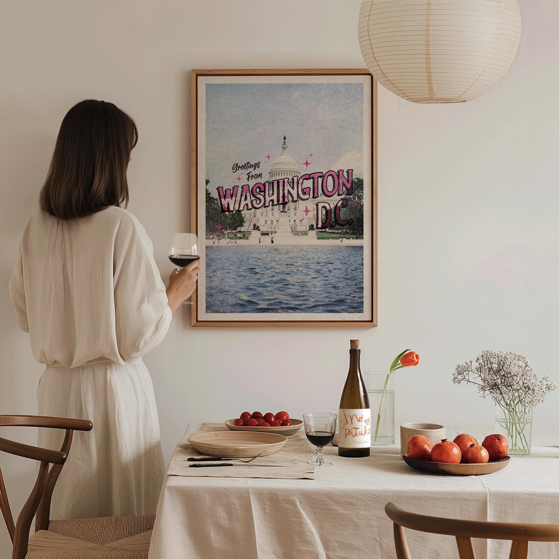 Washington DC Retro Capitol Pink Travel Poster Vintage Greetings Style - Image 3