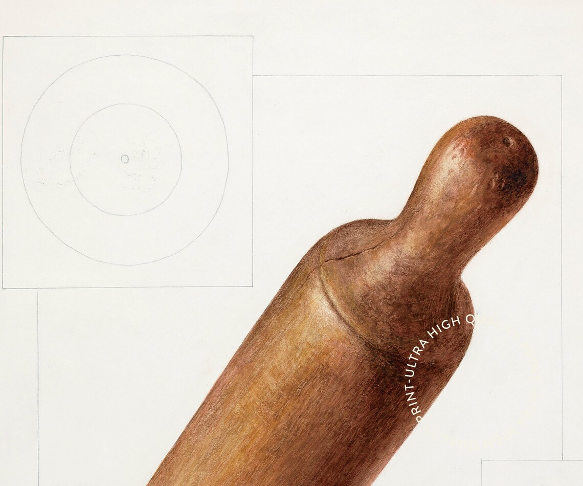 Vintage Wooden Rolling Pin Art Print Retro Kitchen Wall Decor Poster - Image 5