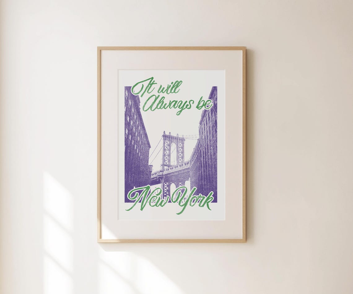 It Will Always Be New York Manhattan Bridge Retro Travel Poster - Image 4