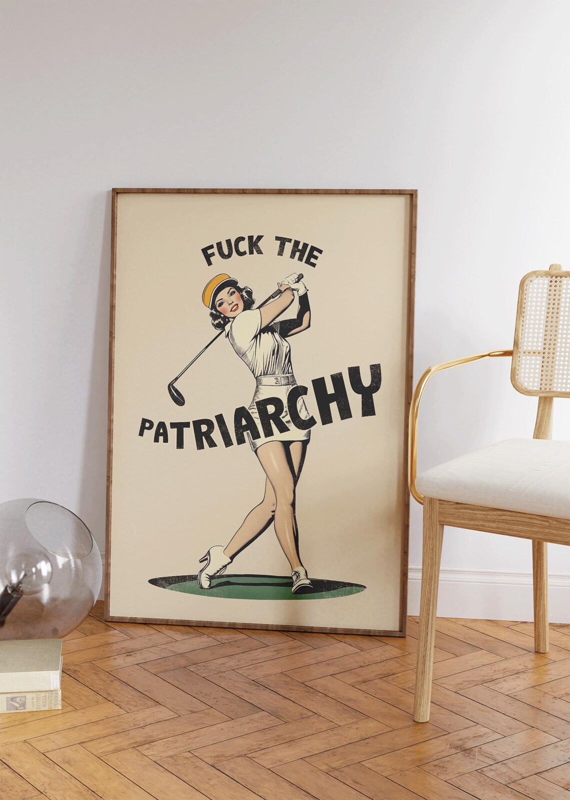Fuck The Patriarchy Retro Golfer Woman Feminist Empowerment Poster