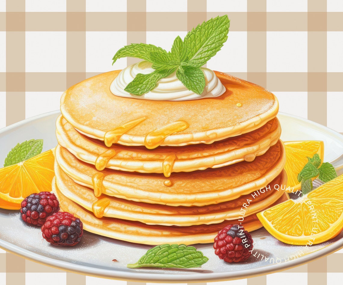 Pancake Club Retro American Breakfast Vintage Kitchen Food Poster - Image 5