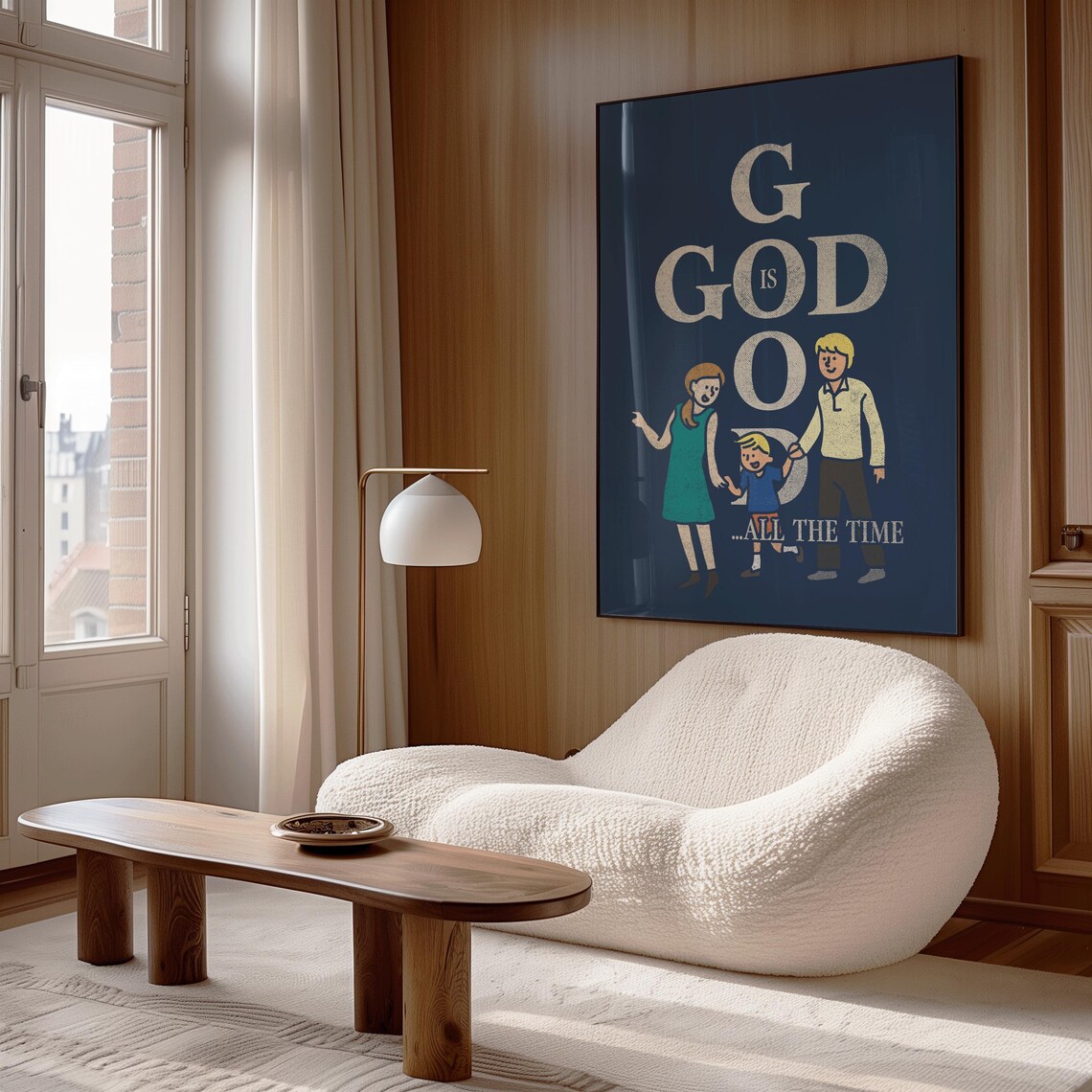 God Is Good All The Time Christian Family Navy Quote Wall Art Poster - Image 3