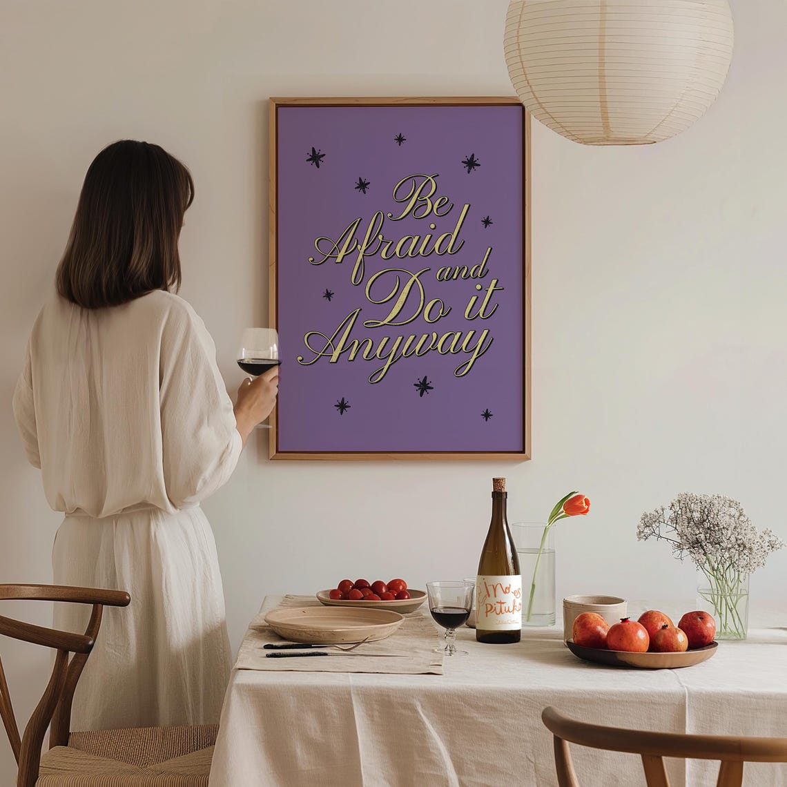 Be Afraid And Do It Anyway Purple Gold Script Quote Wall Poster - Image 3